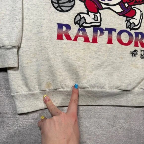 Toronto Raptors Sweatshirt Mens XL Grey Vintage 90s Ravens Athletic NBA Crewneck - Picture 3 of 15